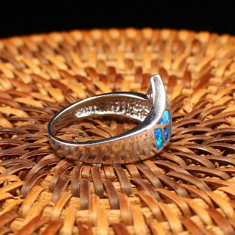 Beautiful Silver Inlay Gem Ring