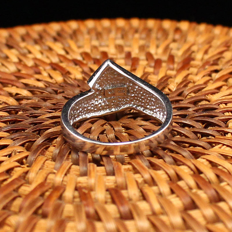 Beautiful Silver Inlay Gem Ring