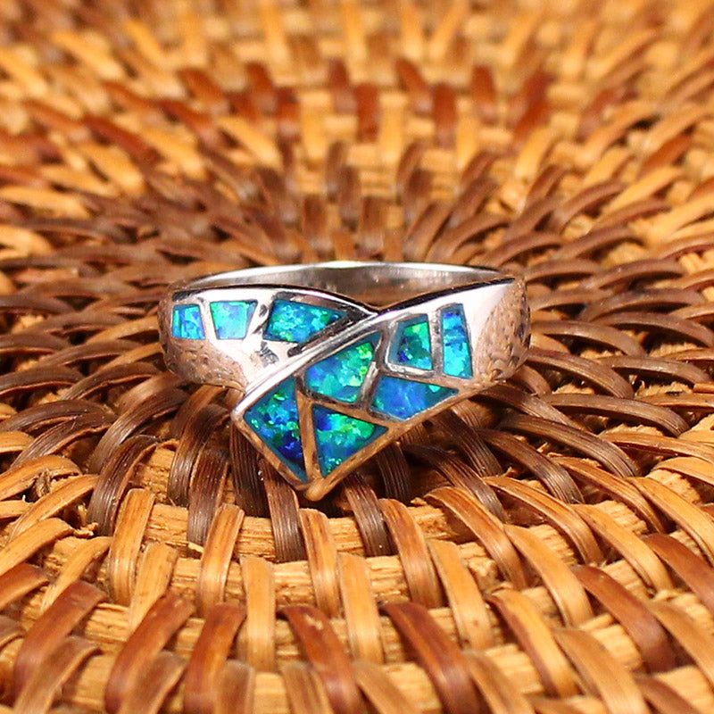 Beautiful Silver Inlay Gem Ring