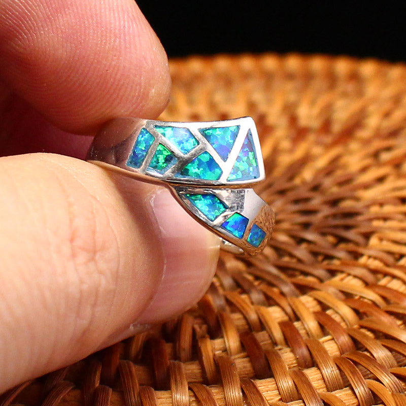 Beautiful Silver Inlay Gem Ring