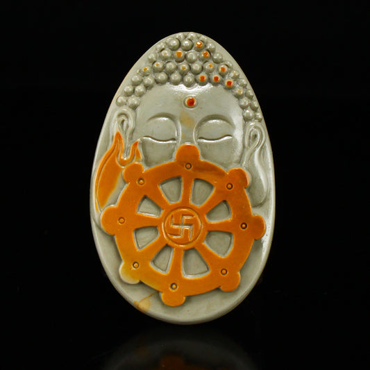 Beautiful Agate Carved Buddha Pendant w Certificate