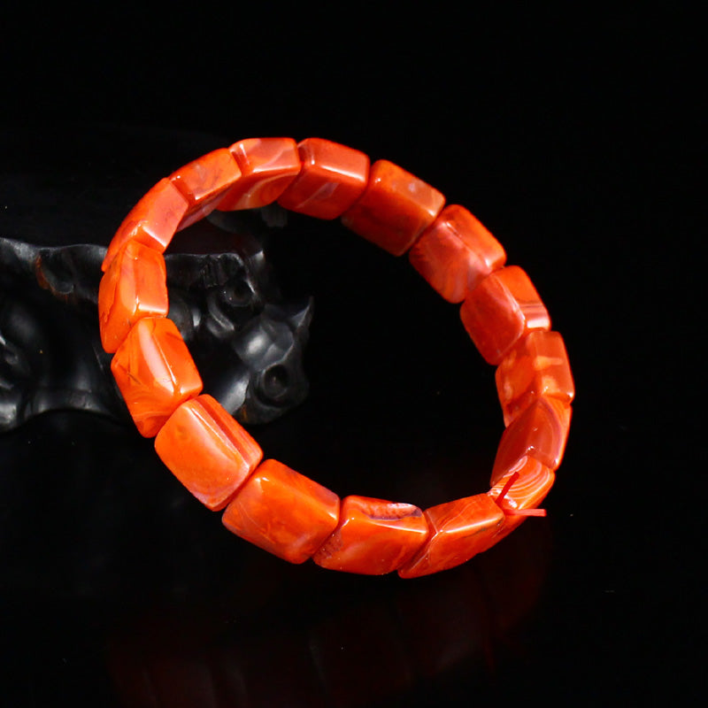 Natural Nanhong Agate Beads Bracelet