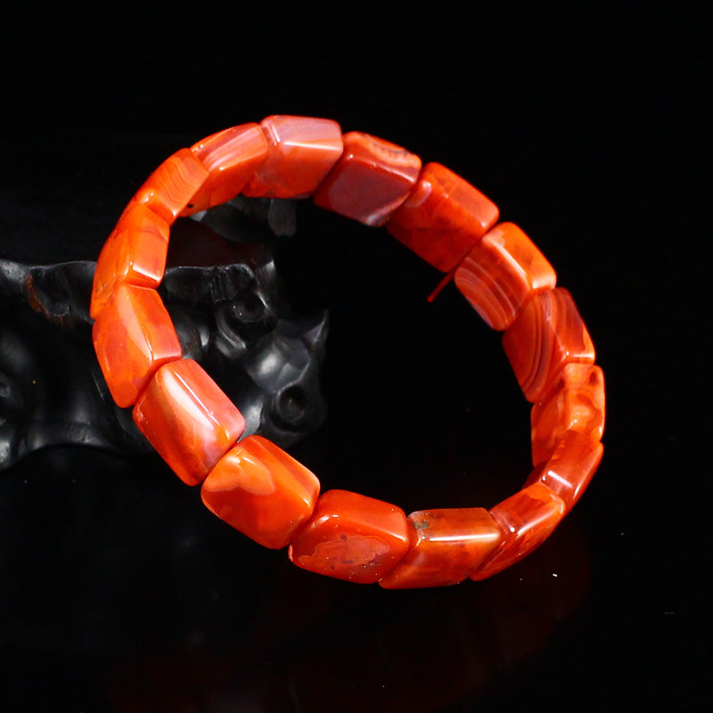 Natural Nanhong Agate Beads Bracelet