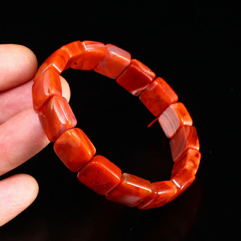 Natural Nanhong Agate Beads Bracelet