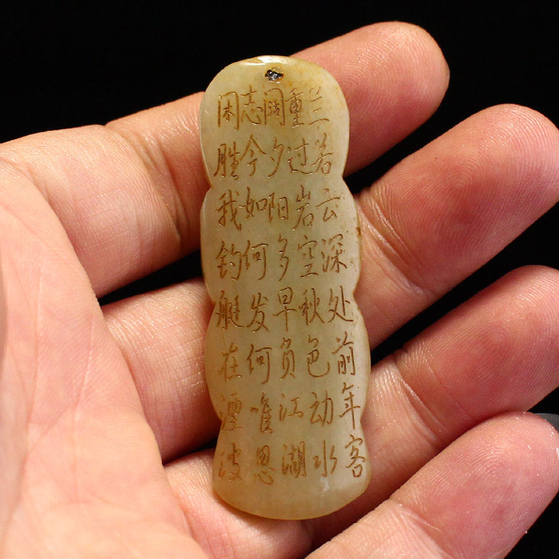 Old Chinese Hetian Jade Carved Five Oxen Pendant