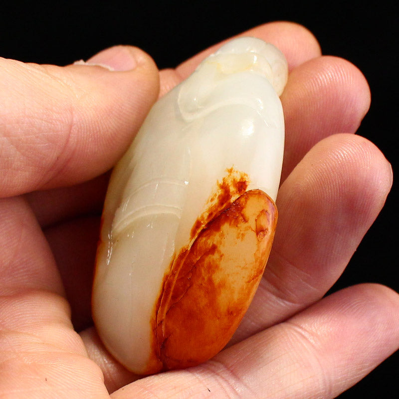 Chinese Natural Hetian Jade Carved Fortune Taoism Deity Pendant