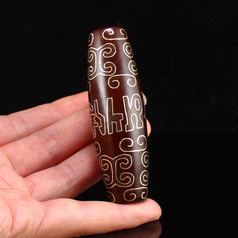 Tibetan DZI Agate Inlay Silver Wire Lucky Pendant