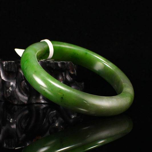 Inside Diameter 61MM Natural Green Hetian Jade Bracelet