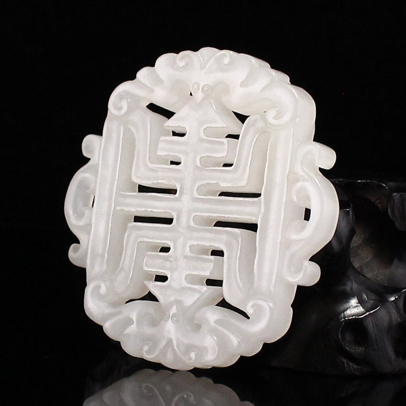 Openwork White Jade Carved Bat Pendant