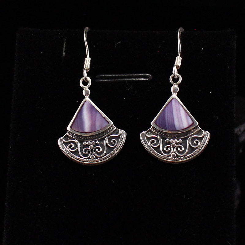 A Pair Silver Inlay Shell Earrings