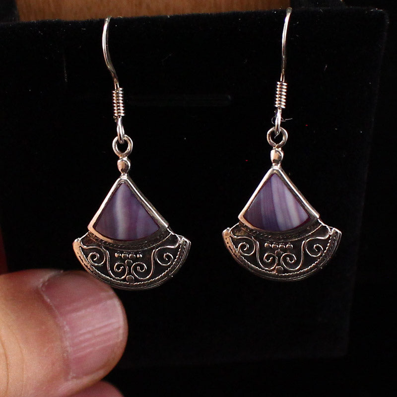 A Pair Silver Inlay Shell Earrings