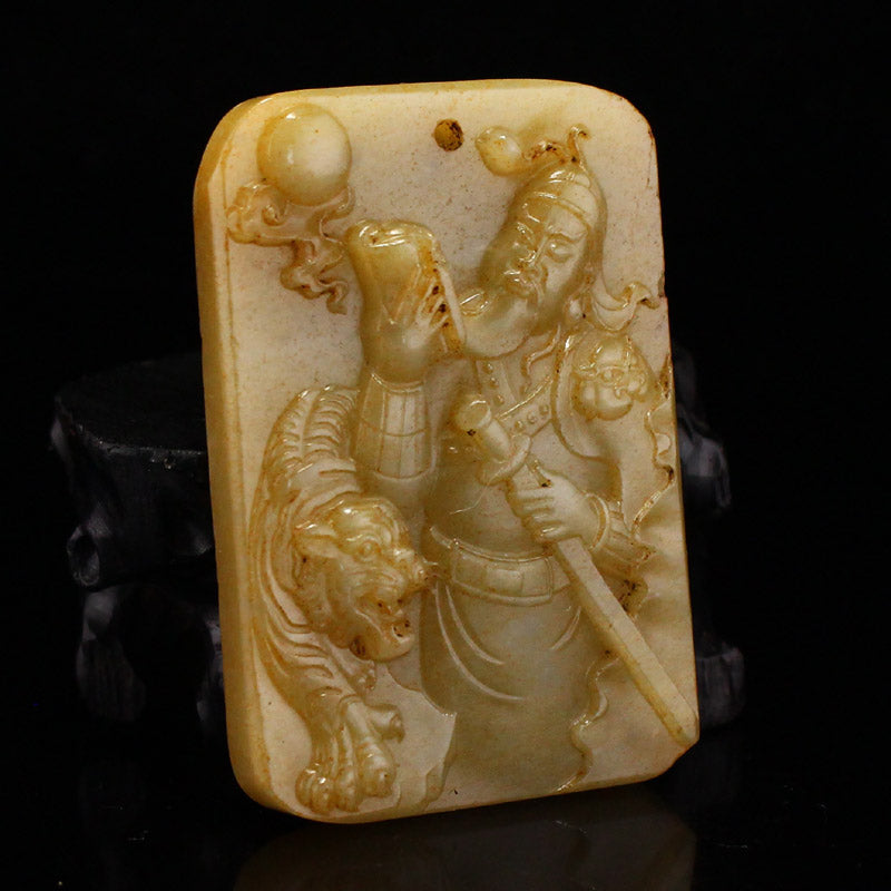 Old Chinese Hetian Jade Guan Gong Pendant