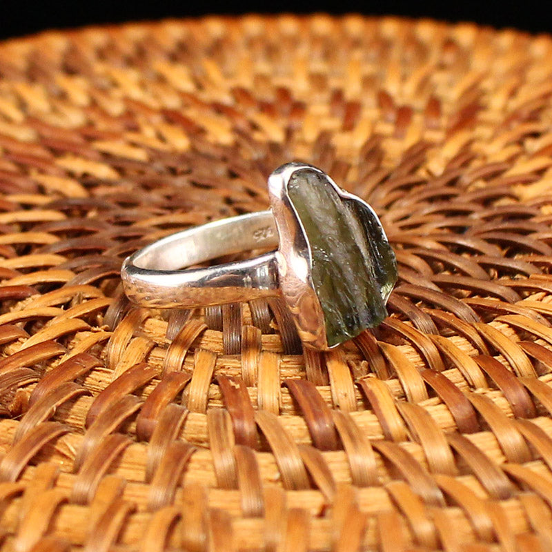 Handmade 925 Sterling Silver Inlay Natural Meteorite Ring