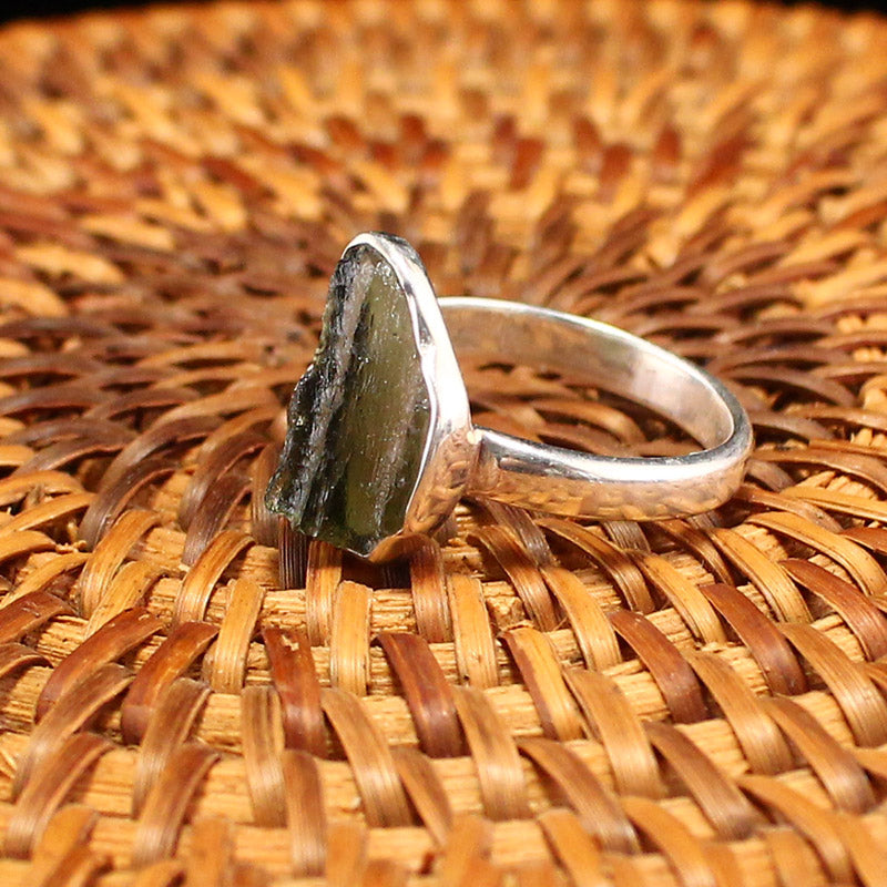 Handmade 925 Sterling Silver Inlay Natural Meteorite Ring