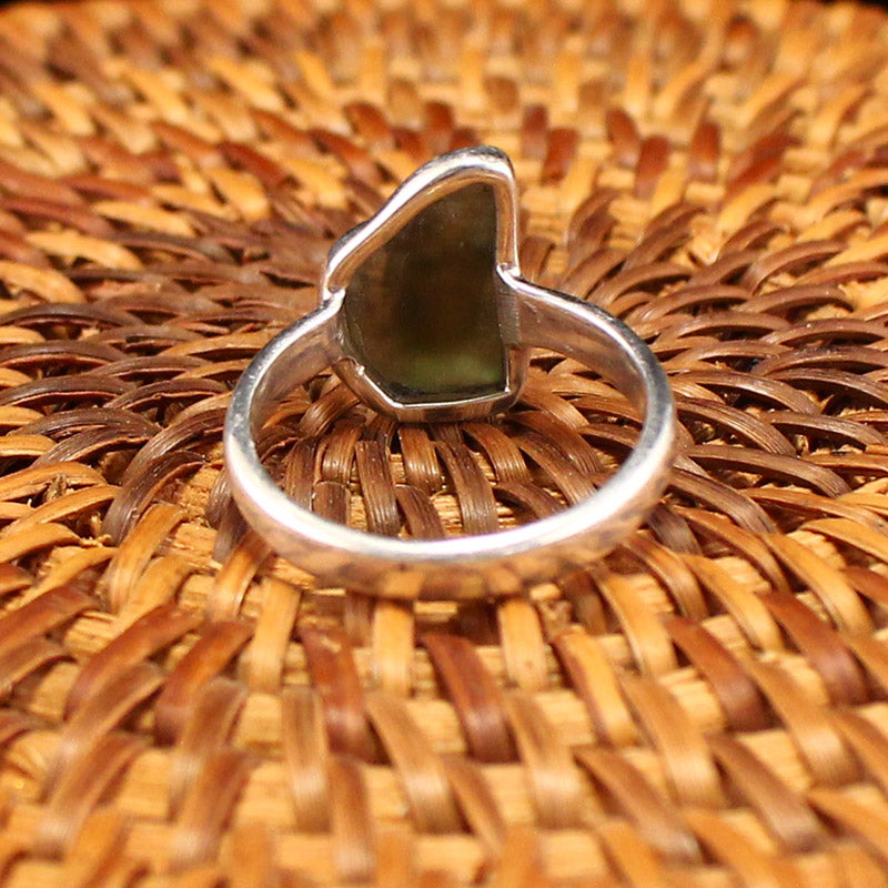 Handmade 925 Sterling Silver Inlay Natural Meteorite Ring