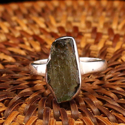 Handmade 925 Sterling Silver Inlay Natural Meteorite Ring