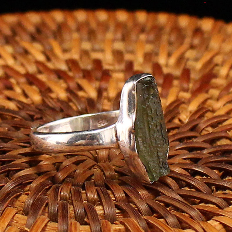 Handmade 925 Sterling Silver Inlay Natural Meteorite Ring