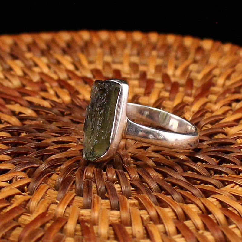 Handmade 925 Sterling Silver Inlay Natural Meteorite Ring