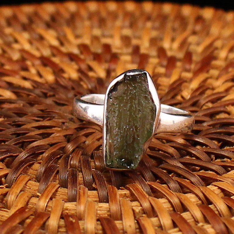 Handmade 925 Sterling Silver Inlay Natural Meteorite Ring