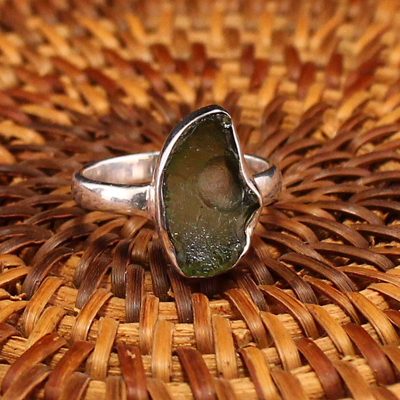 Handmade 925 Sterling Silver Inlay Natural Meteorite Ring