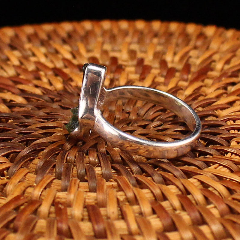 Handmade 925 Sterling Silver Inlay Natural Meteorite Ring