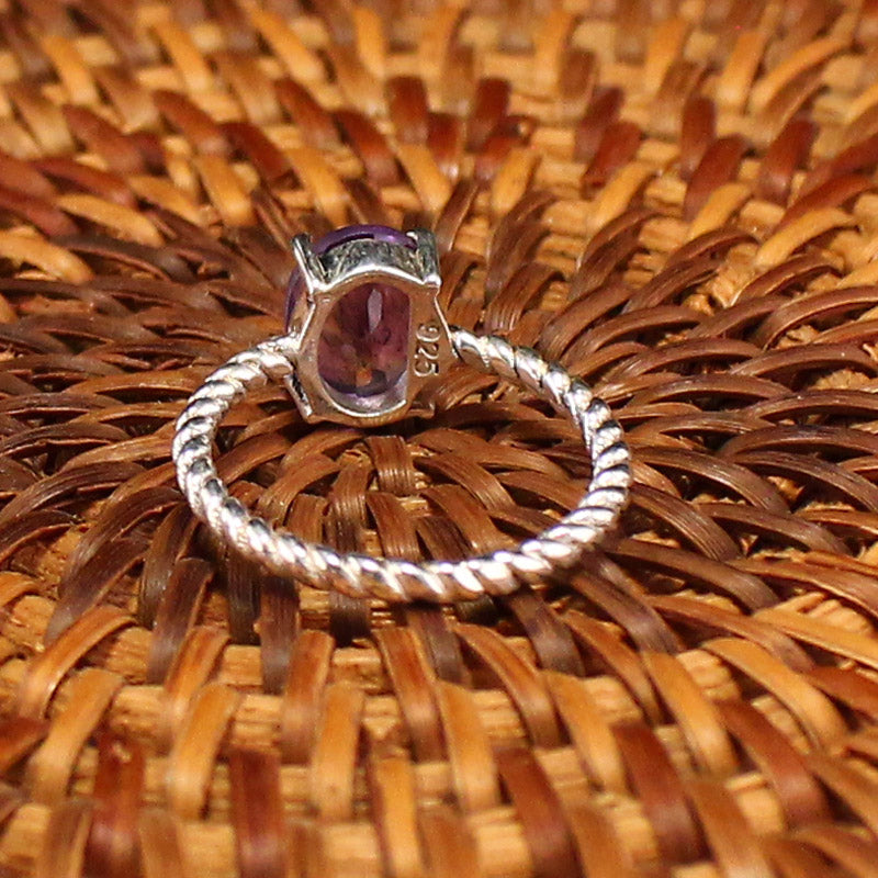 925 Sterling Silver Inlay Natural Crystal Ring