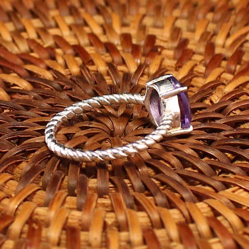 925 Sterling Silver Inlay Natural Crystal Ring