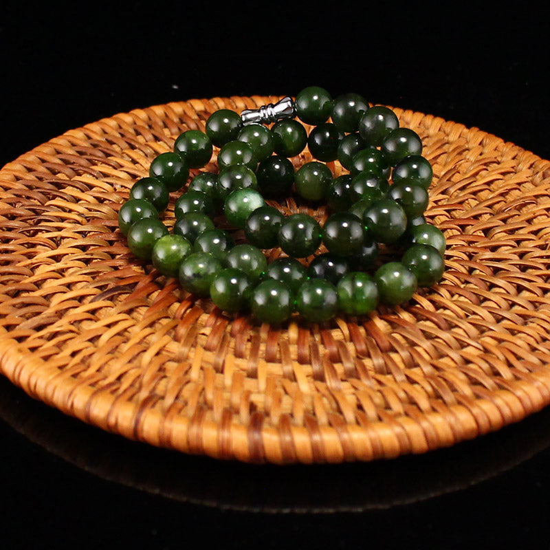 8MM Bead Natural Green Jade Beads Necklace