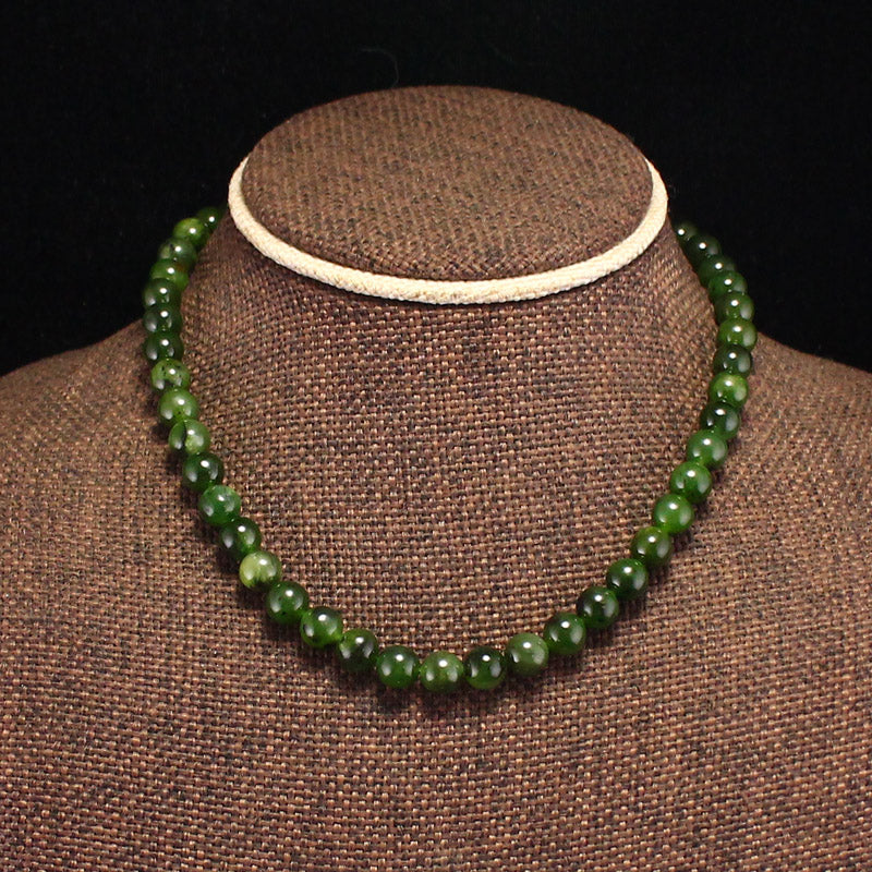 8MM Bead Natural Green Jade Beads Necklace