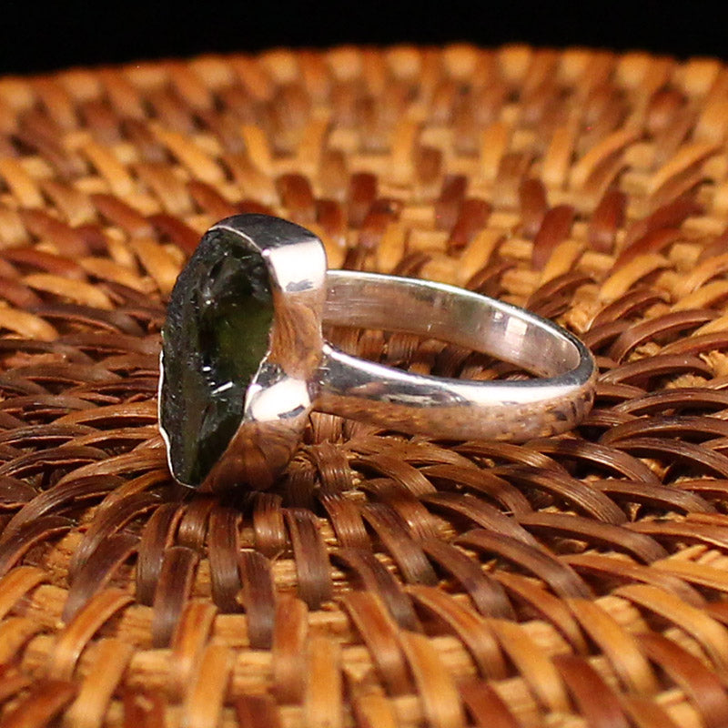 Handmade 925 Sterling Silver Inlay Natural Meteorite Ring