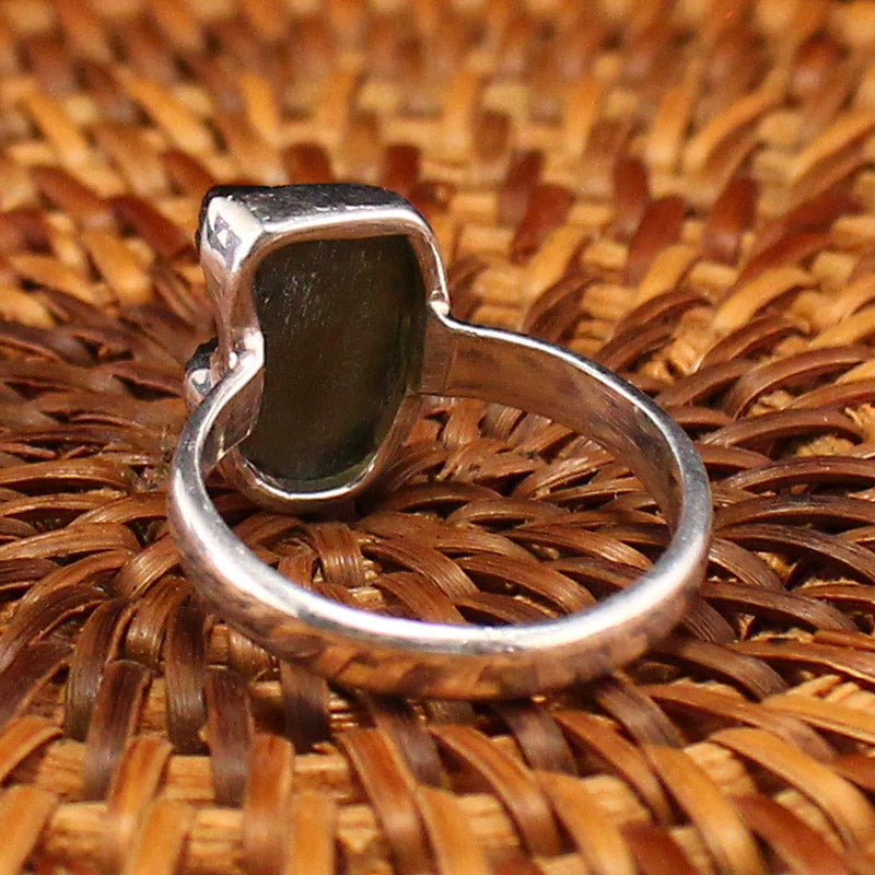 Handmade 925 Sterling Silver Inlay Natural Meteorite Ring