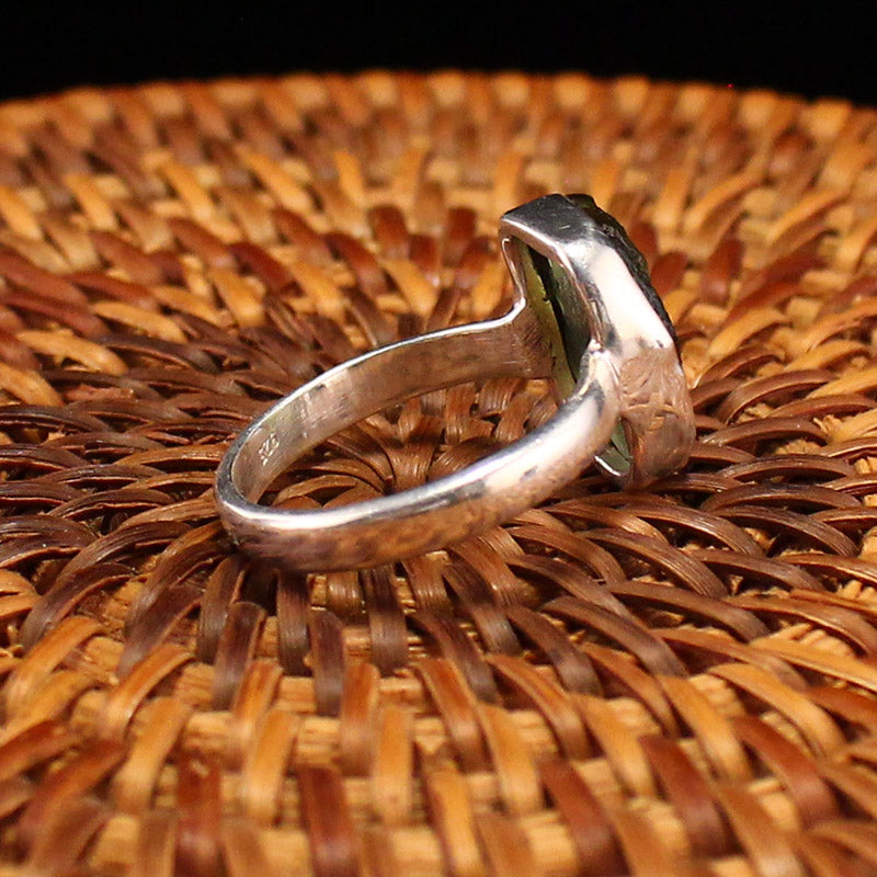 Handmade 925 Sterling Silver Inlay Natural Meteorite Ring