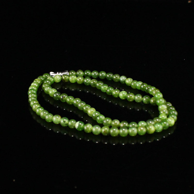 4MM Bead Natural Green Jade Beads Necklace