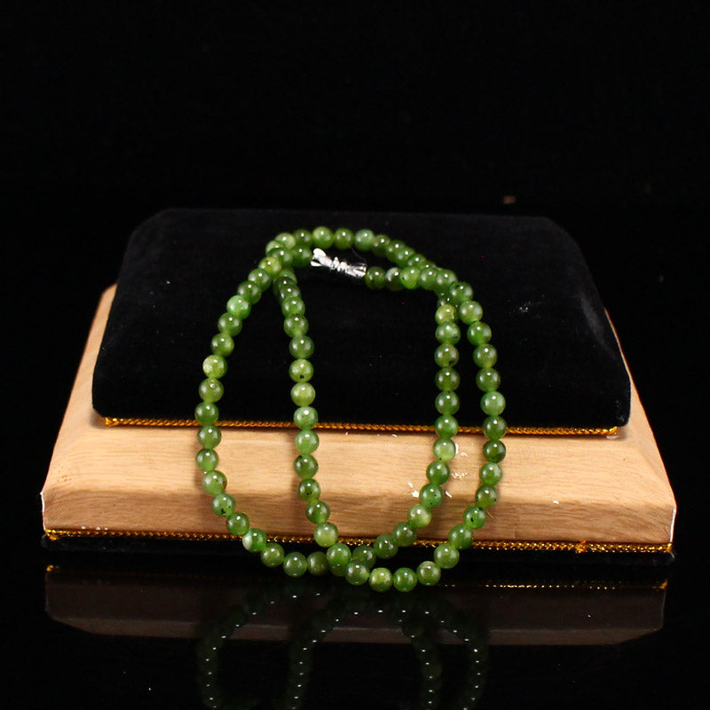 4MM Bead Natural Green Jade Beads Necklace