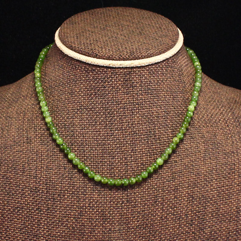 4MM Bead Natural Green Jade Beads Necklace