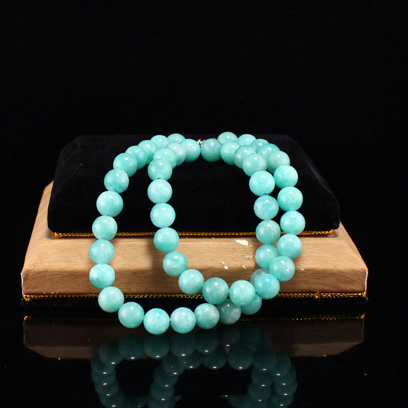 Green 8mm Natural Peru Amazonite Bead Necklace