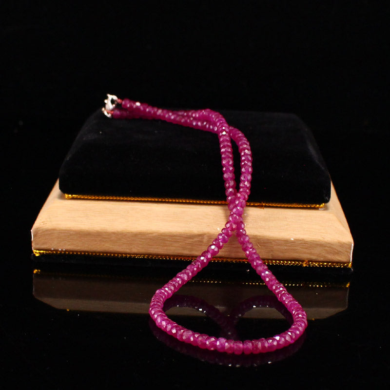 4mm Natural Rose Pink Ruby Bead Necklace