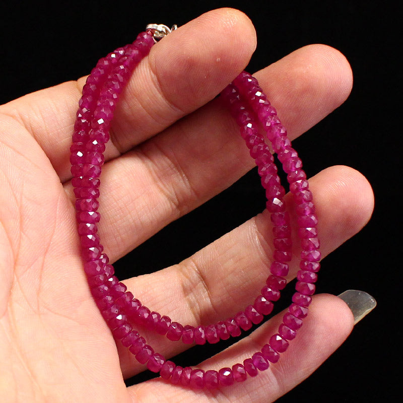 4mm Natural Rose Pink Ruby Bead Necklace