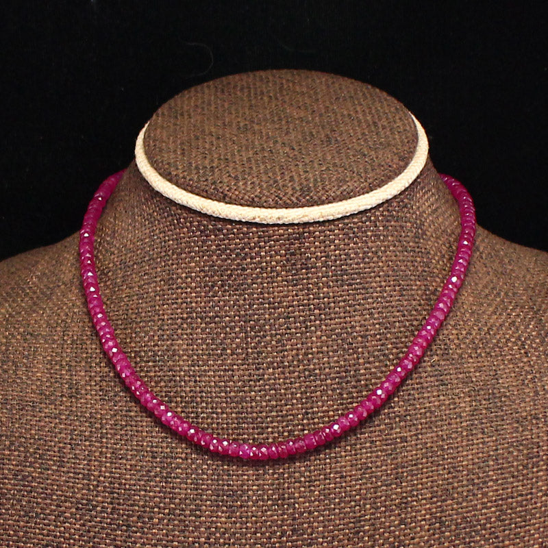 4mm Natural Rose Pink Ruby Bead Necklace