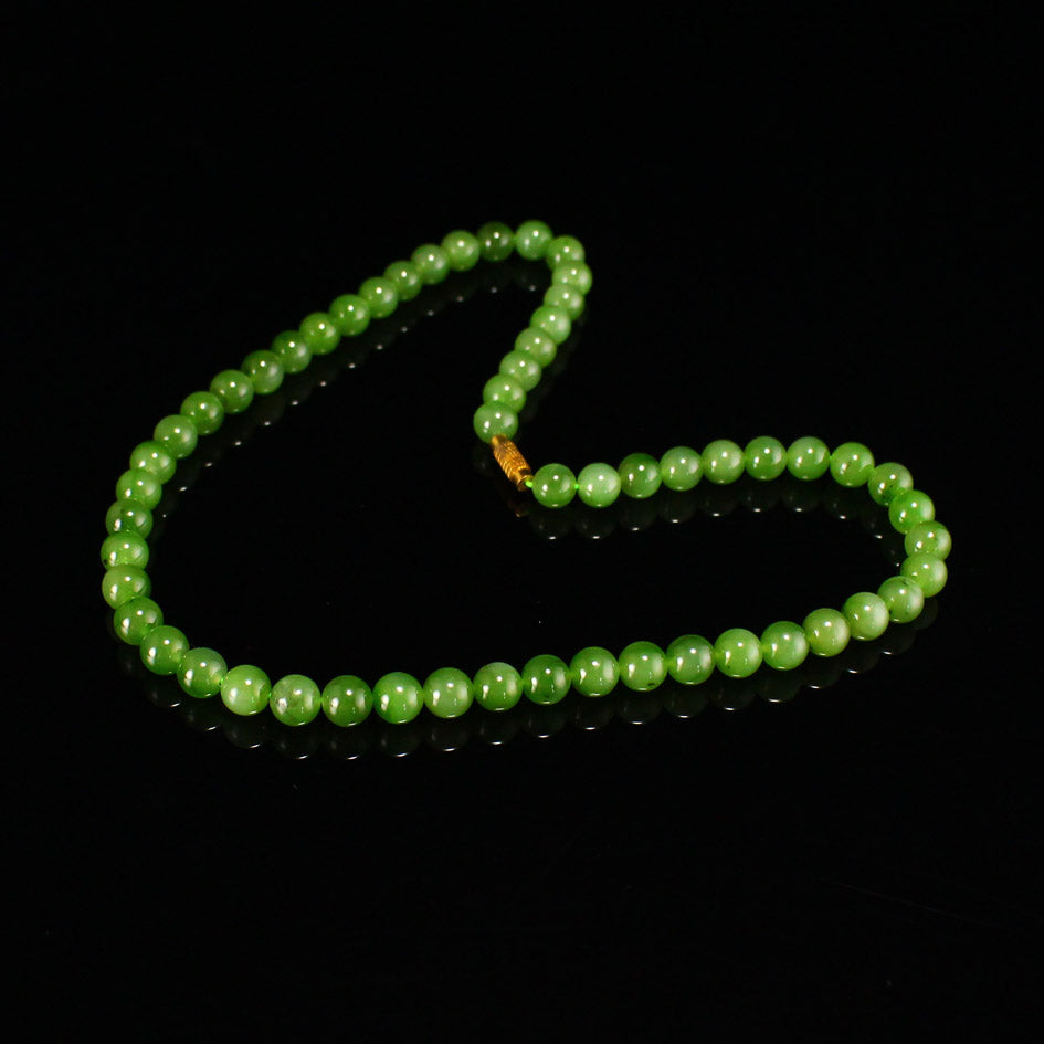 8MM Bead Green Hetian Jade Beads Necklace