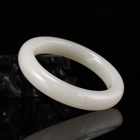 Inside Diameter 56 mm Chinese Natural White Hetian Jade Bracelet