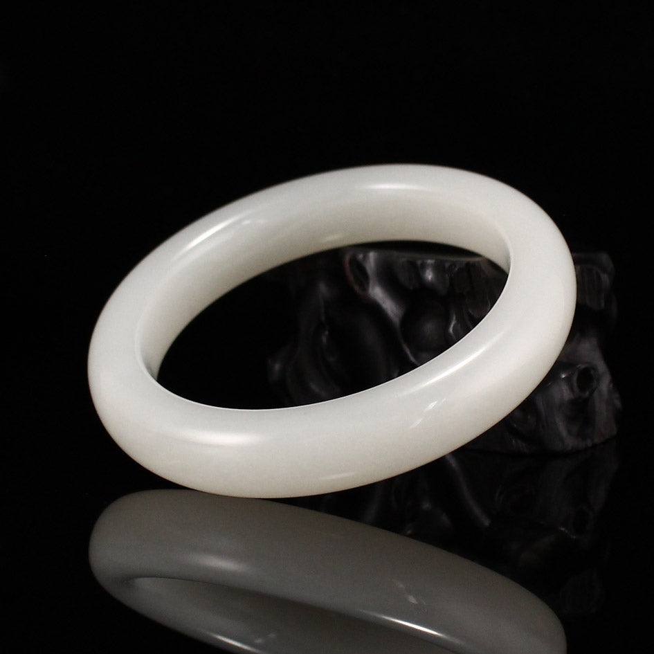 Inside Diameter 56 mm Chinese Natural White Hetian Jade Bracelet