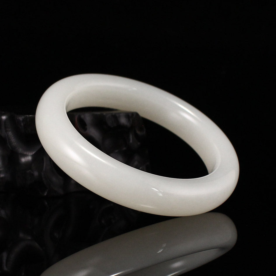 Inside Diameter 56 mm Chinese Natural White Hetian Jade Bracelet