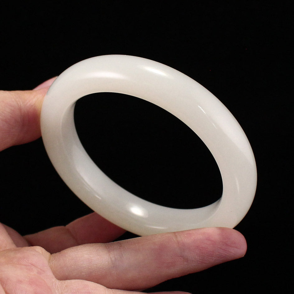 Inside Diameter 56 mm Chinese Natural White Hetian Jade Bracelet