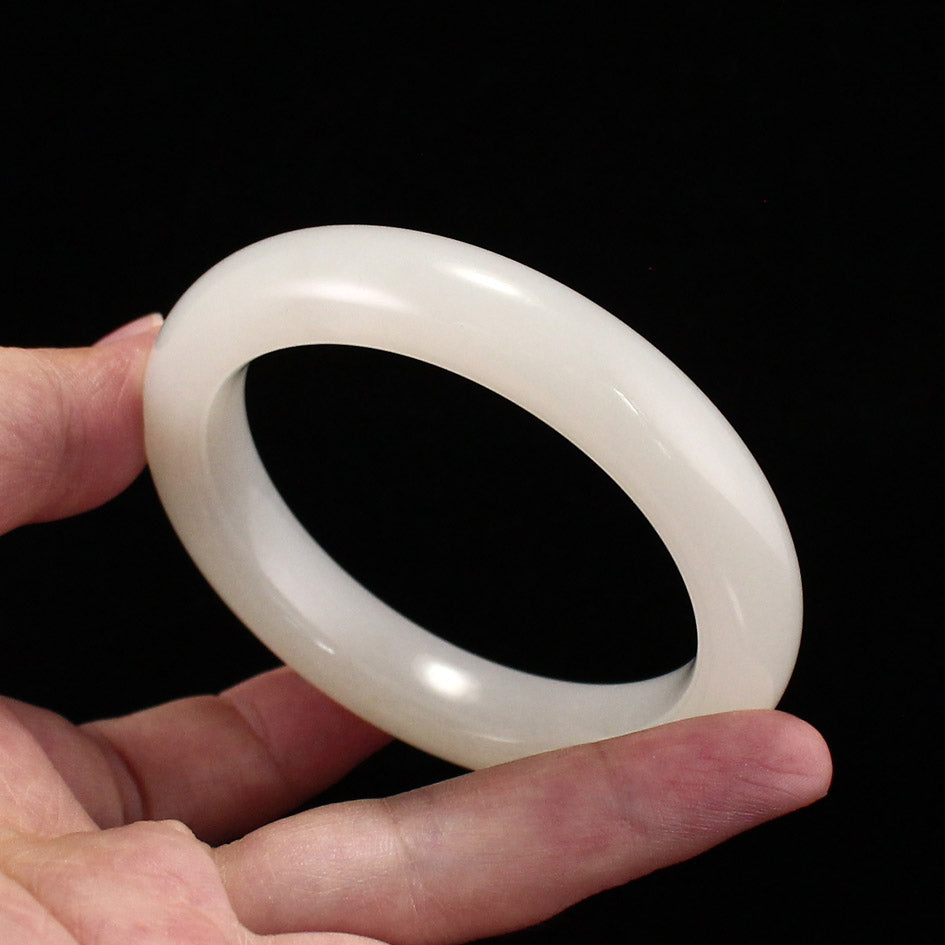 Inside Diameter 56 mm Chinese Natural White Hetian Jade Bracelet