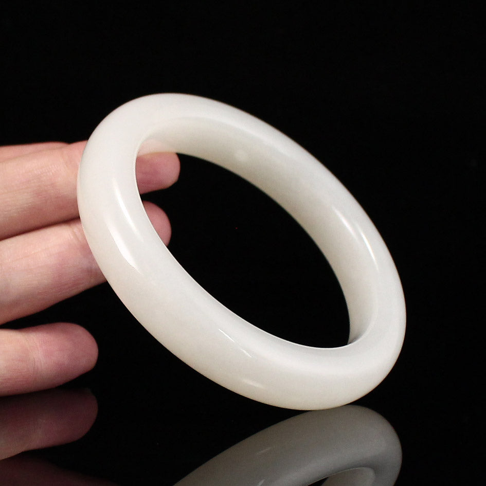 Inside Diameter 56 mm Chinese Natural White Hetian Jade Bracelet