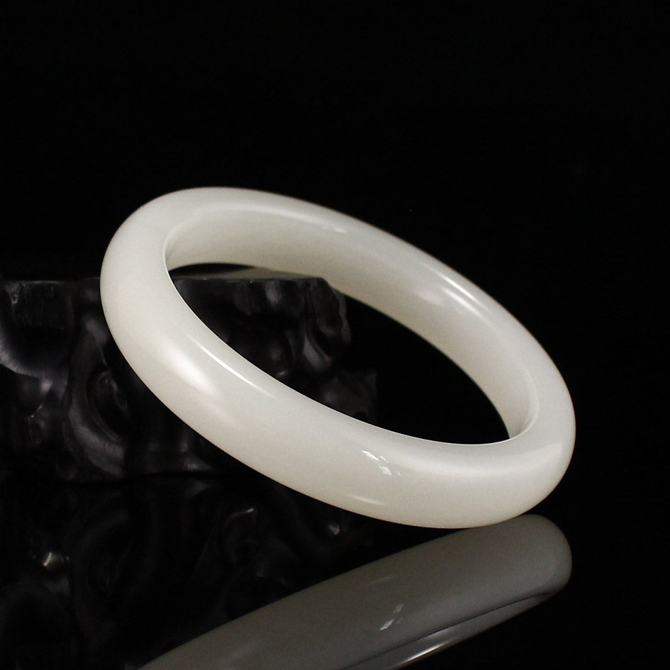 Inside Diameter 57 mm Chinese Natural White Hetian Jade Bracelet