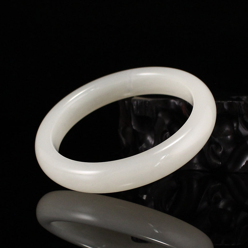 Inside Diameter 57 mm Chinese Natural White Hetian Jade Bracelet