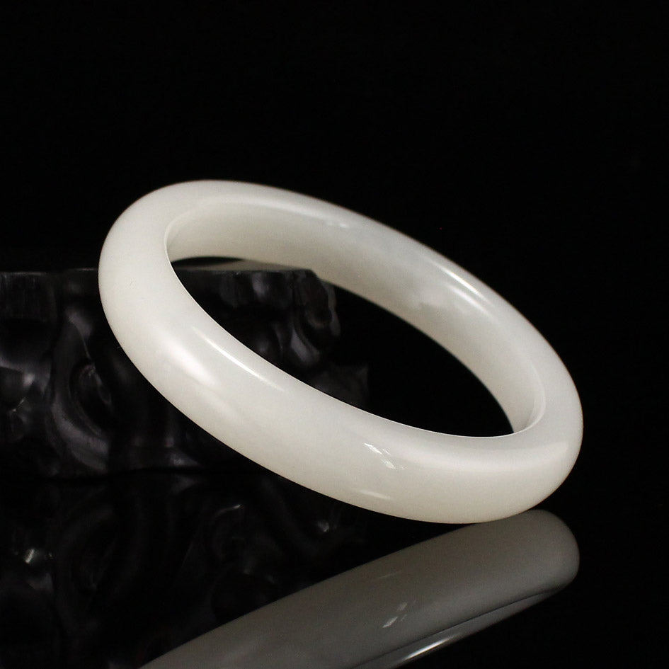 Inside Diameter 57 mm Chinese Natural White Hetian Jade Bracelet