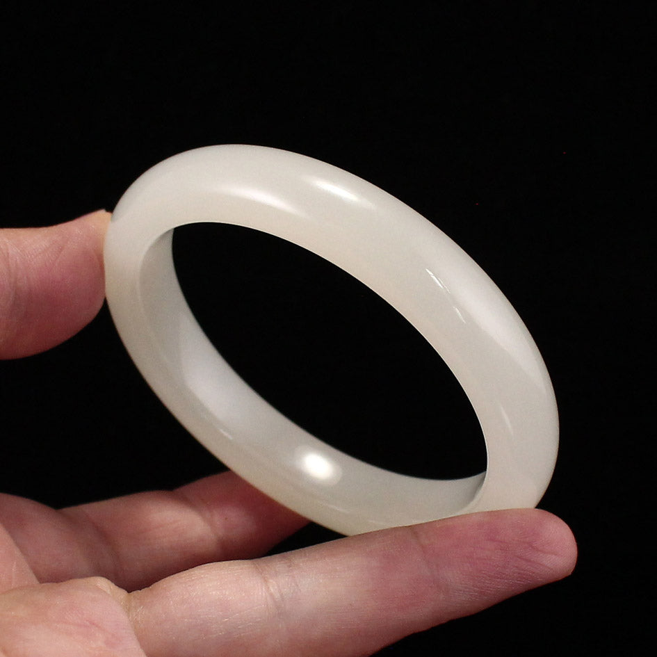 Inside Diameter 57 mm Chinese Natural White Hetian Jade Bracelet